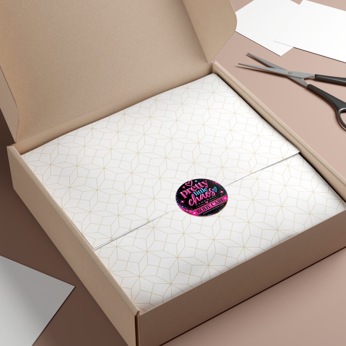 Pretty Little Chaos Round Vinyl Sticker — Handmade Body Care Label Sticker