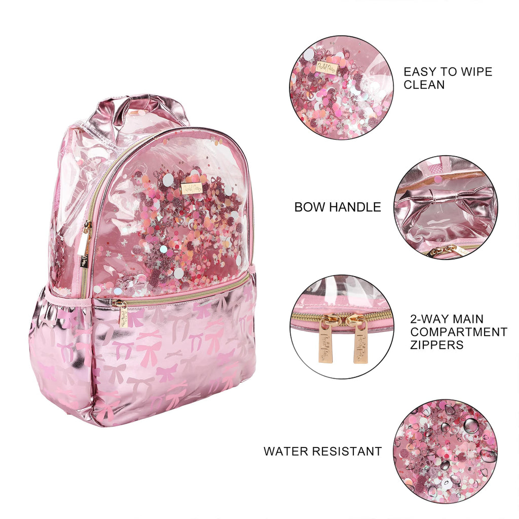 Pink Bow Confetti Backpack