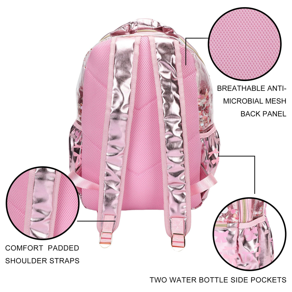 Pink Bow Confetti Backpack