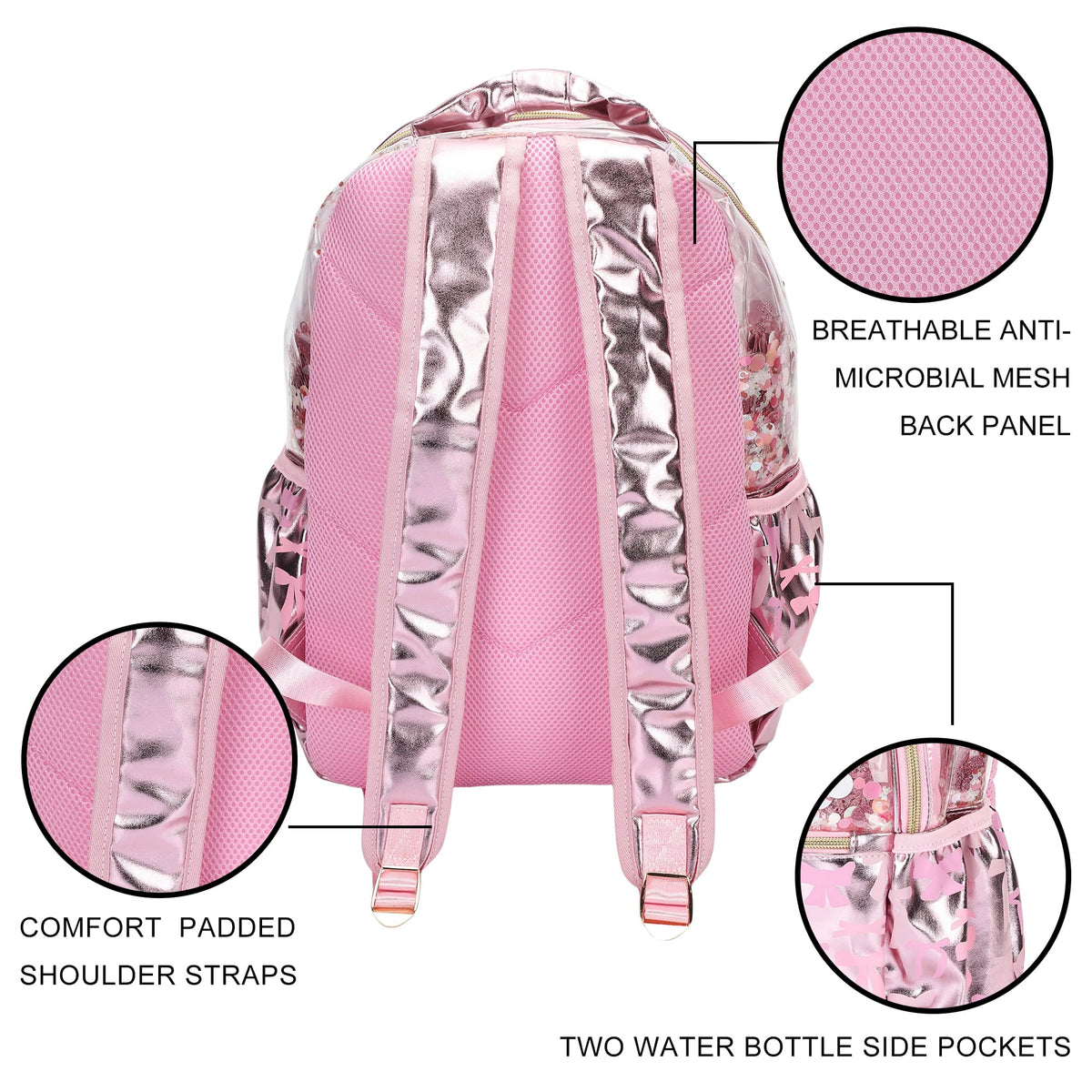 Pink Bow Confetti Backpack