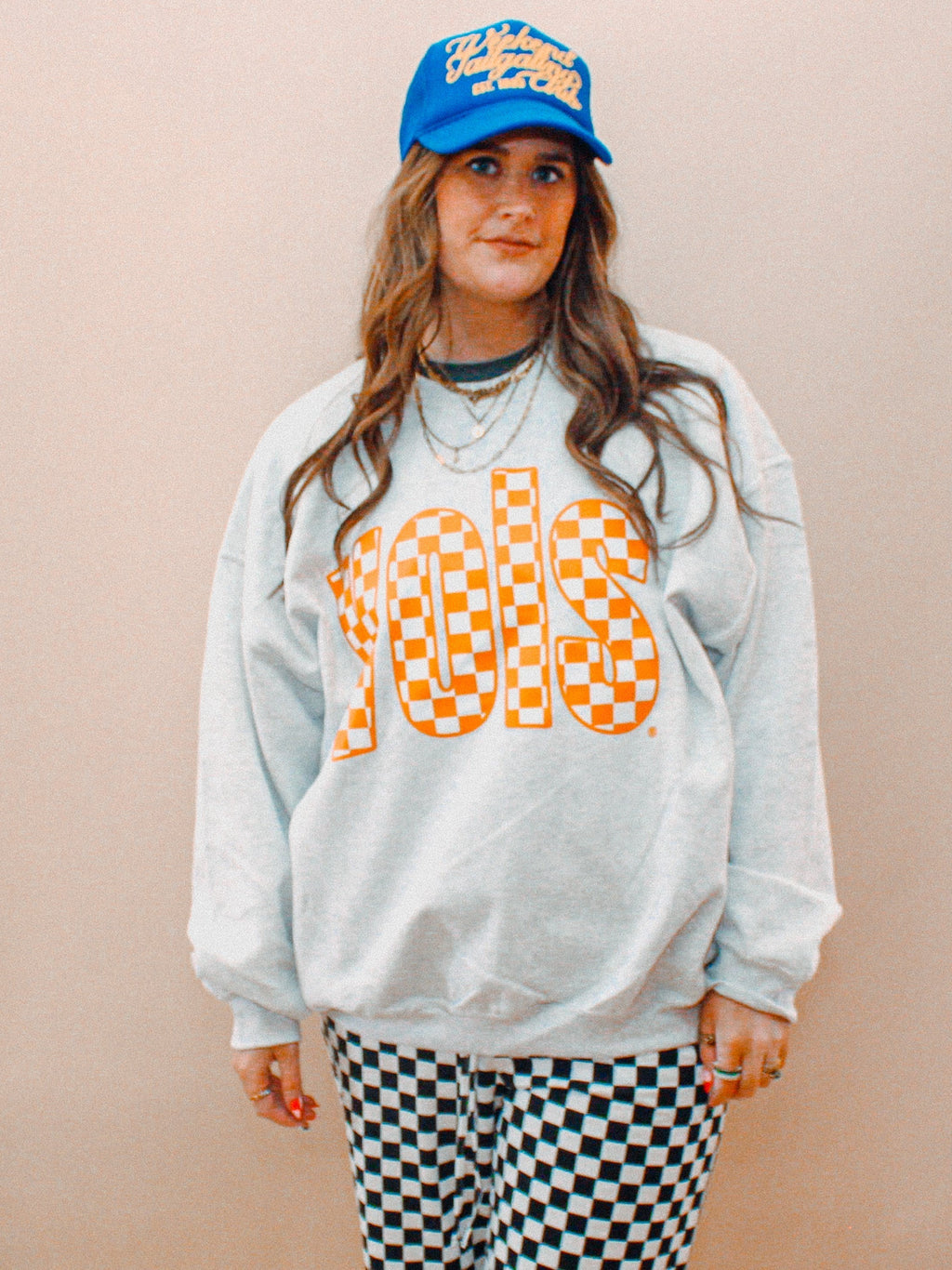Underground Original Design: Tennessee VOLS, Checkerboard Boxy Cotton Sweatshirt