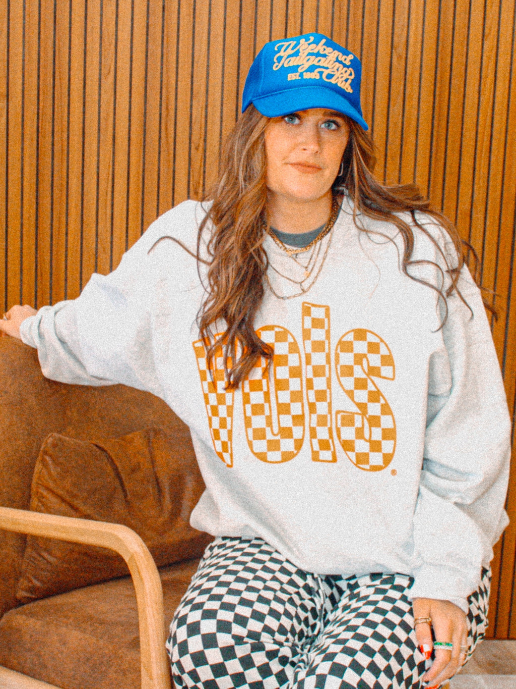 Underground Original Design: Tennessee VOLS, Checkerboard Boxy Cotton Sweatshirt