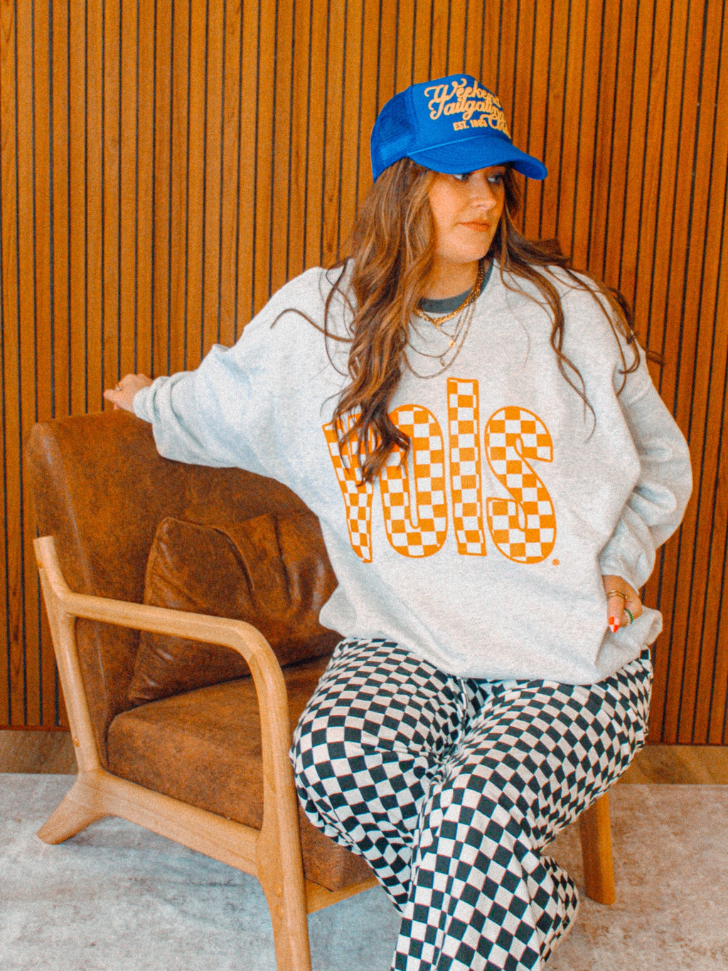 Underground Original Design: Tennessee VOLS, Checkerboard Boxy Cotton Sweatshirt