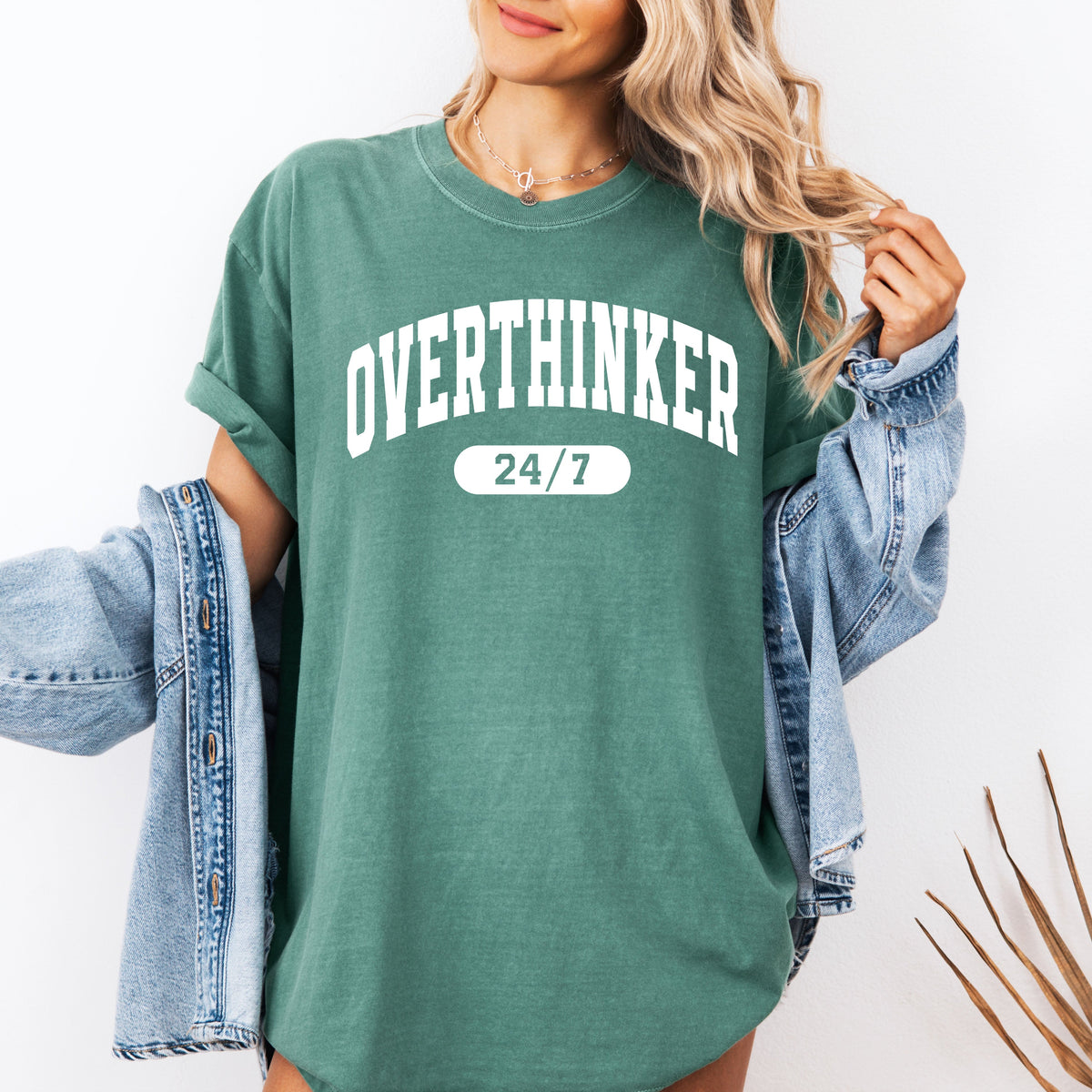 Overthinker 24/7 Motivational Funny Mom Life Anxiety Mother's Day Comfort Colors Tee
