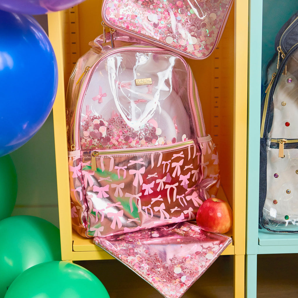 Pink Bow Confetti Backpack