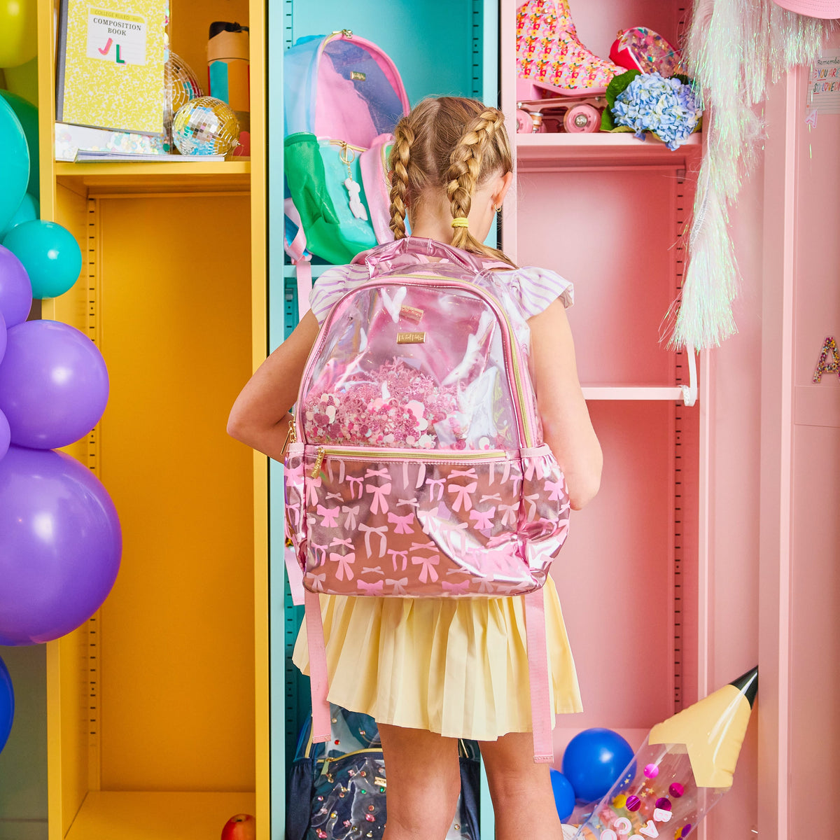 Pink Bow Confetti Backpack