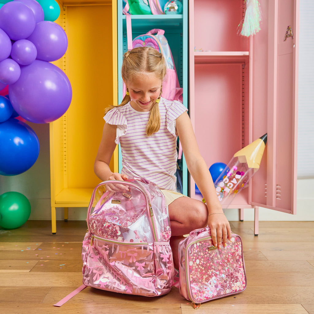 Pink Bow Confetti Backpack