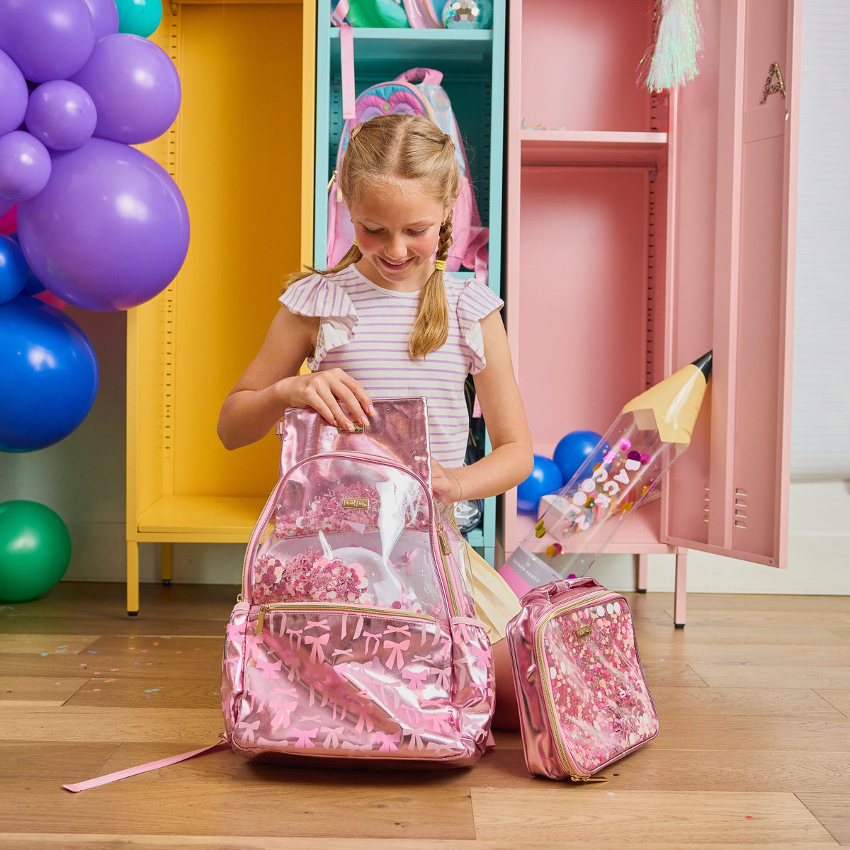 Pink Bow Confetti Backpack