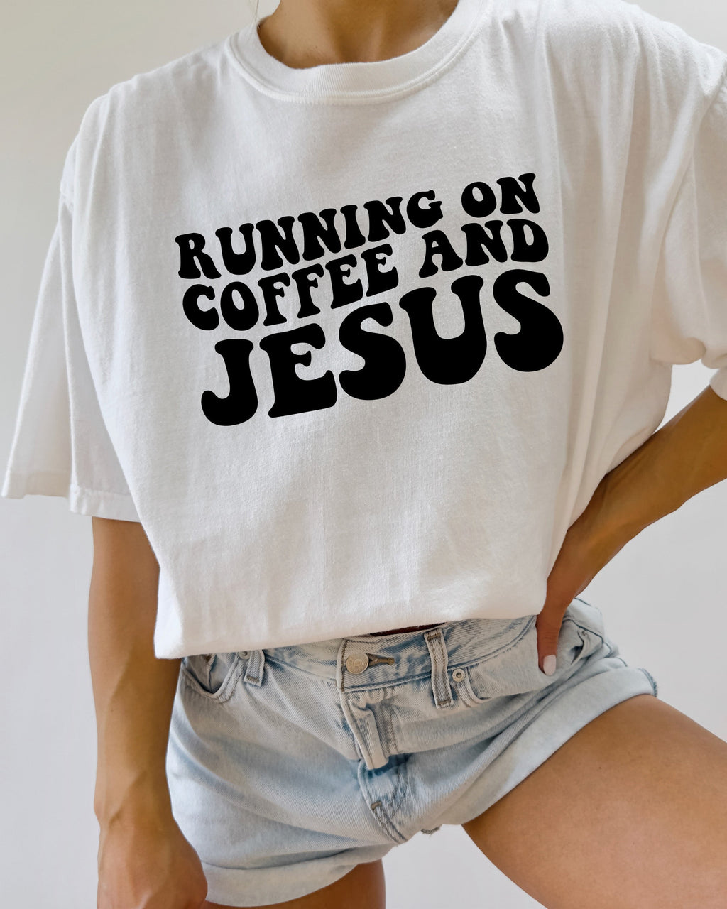 Running on Coffee and Jesus Comfort Colors Christian T Shirt