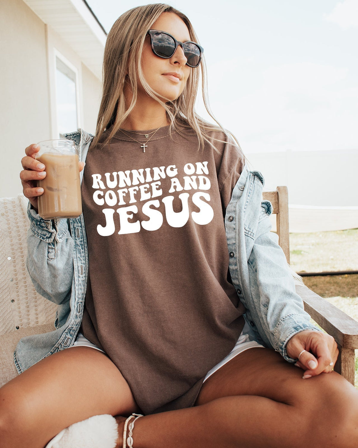Running on Coffee and Jesus Comfort Colors Christian T Shirt
