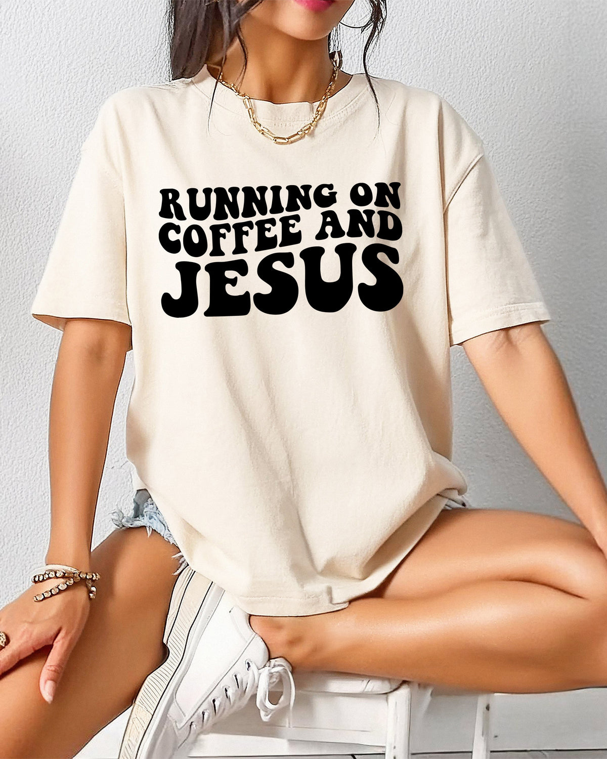 Running on Coffee and Jesus Comfort Colors Christian T Shirt