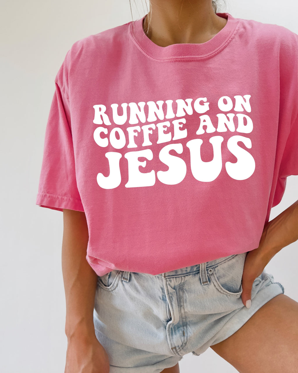 Running on Coffee and Jesus Comfort Colors Christian T Shirt