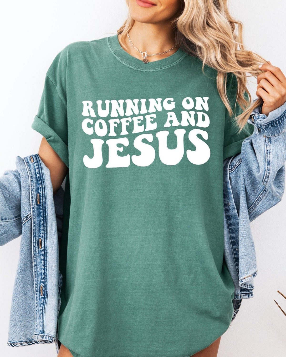 Running on Coffee and Jesus Comfort Colors Christian T Shirt