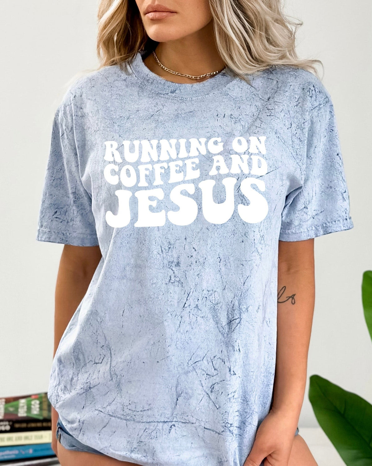 Running on Coffee and Jesus Comfort Colors Christian T Shirt