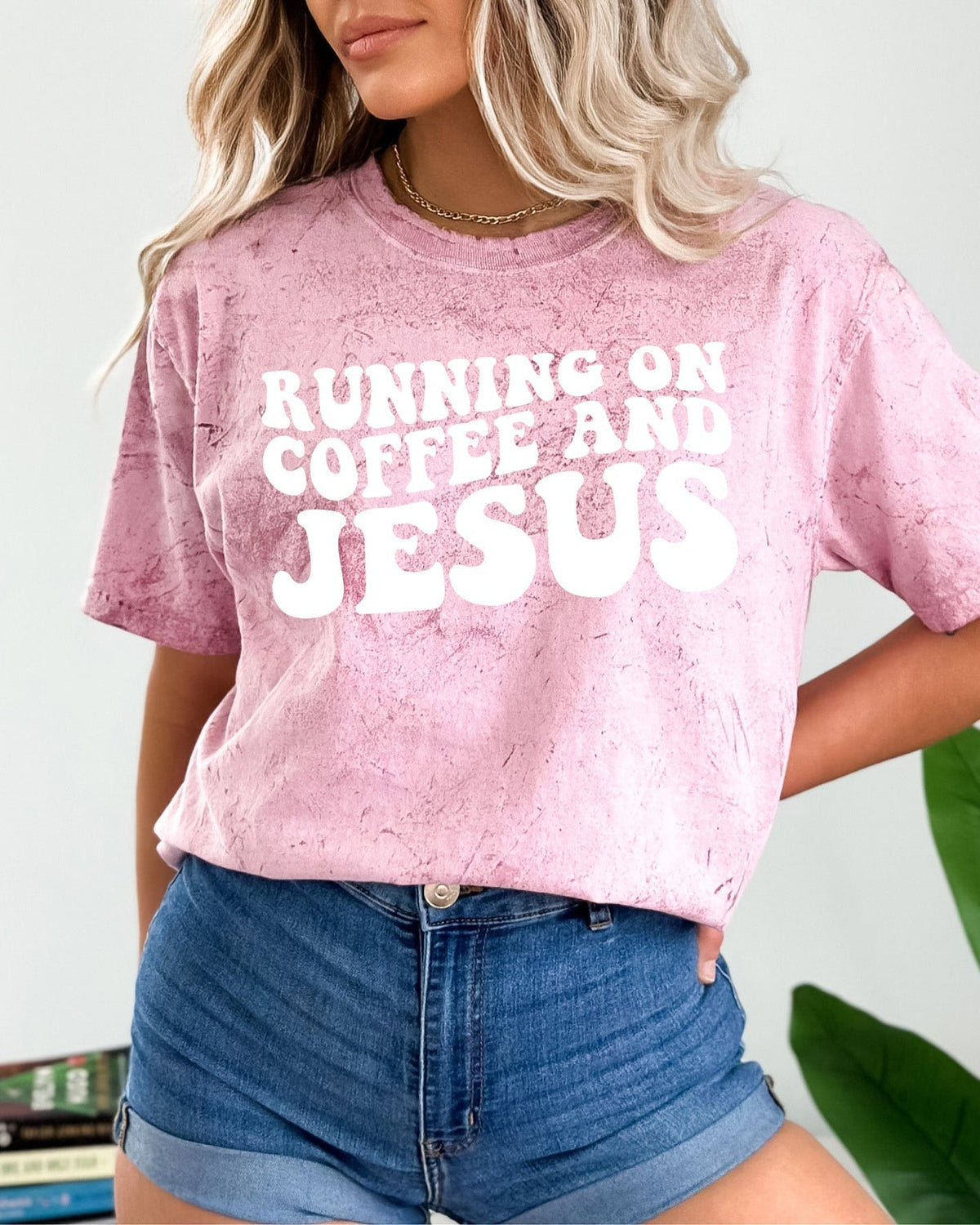 Running on Coffee and Jesus Comfort Colors Christian T Shirt
