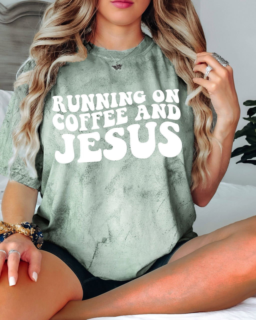 Running on Coffee and Jesus Comfort Colors Christian T Shirt