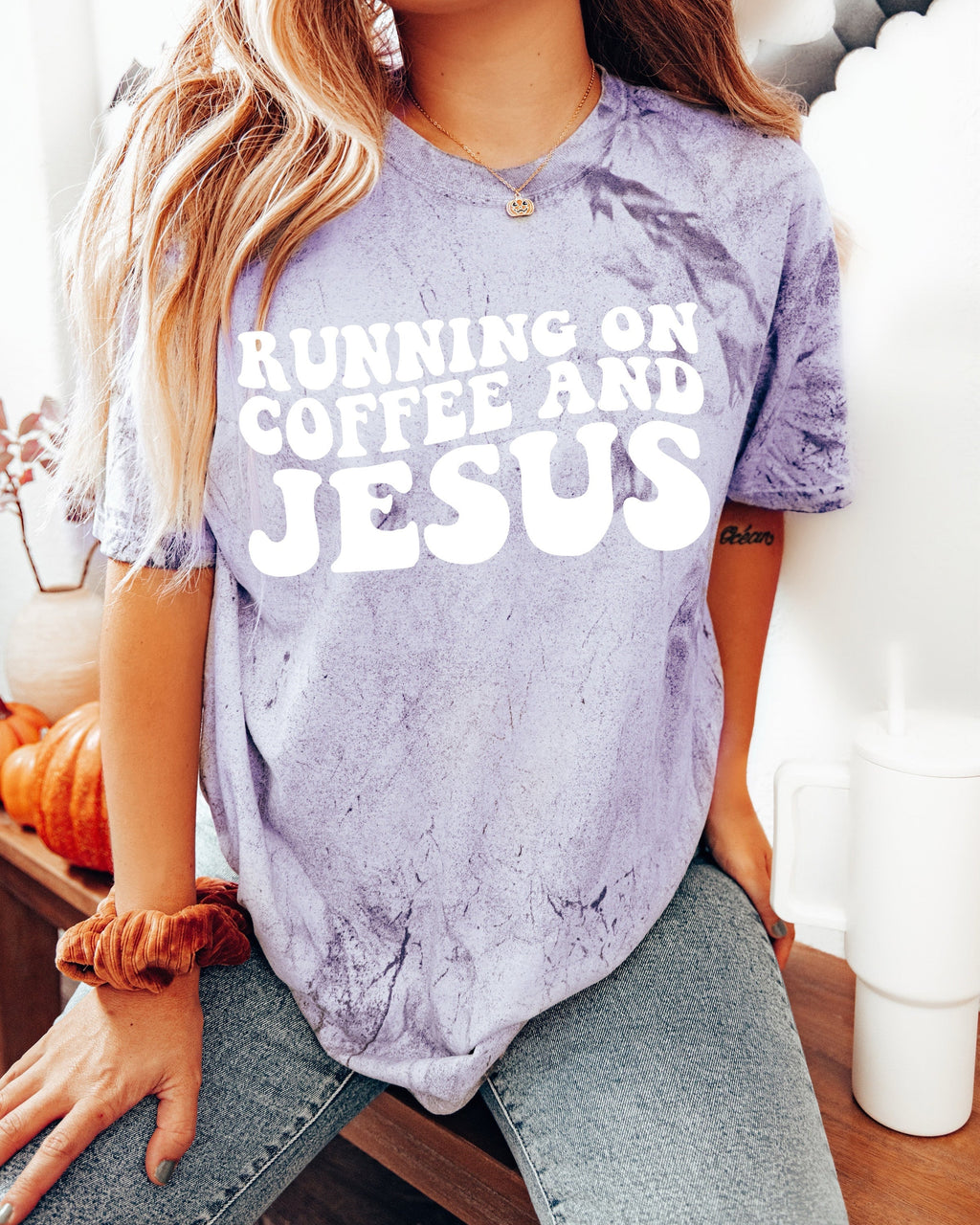 Running on Coffee and Jesus Comfort Colors Christian T Shirt