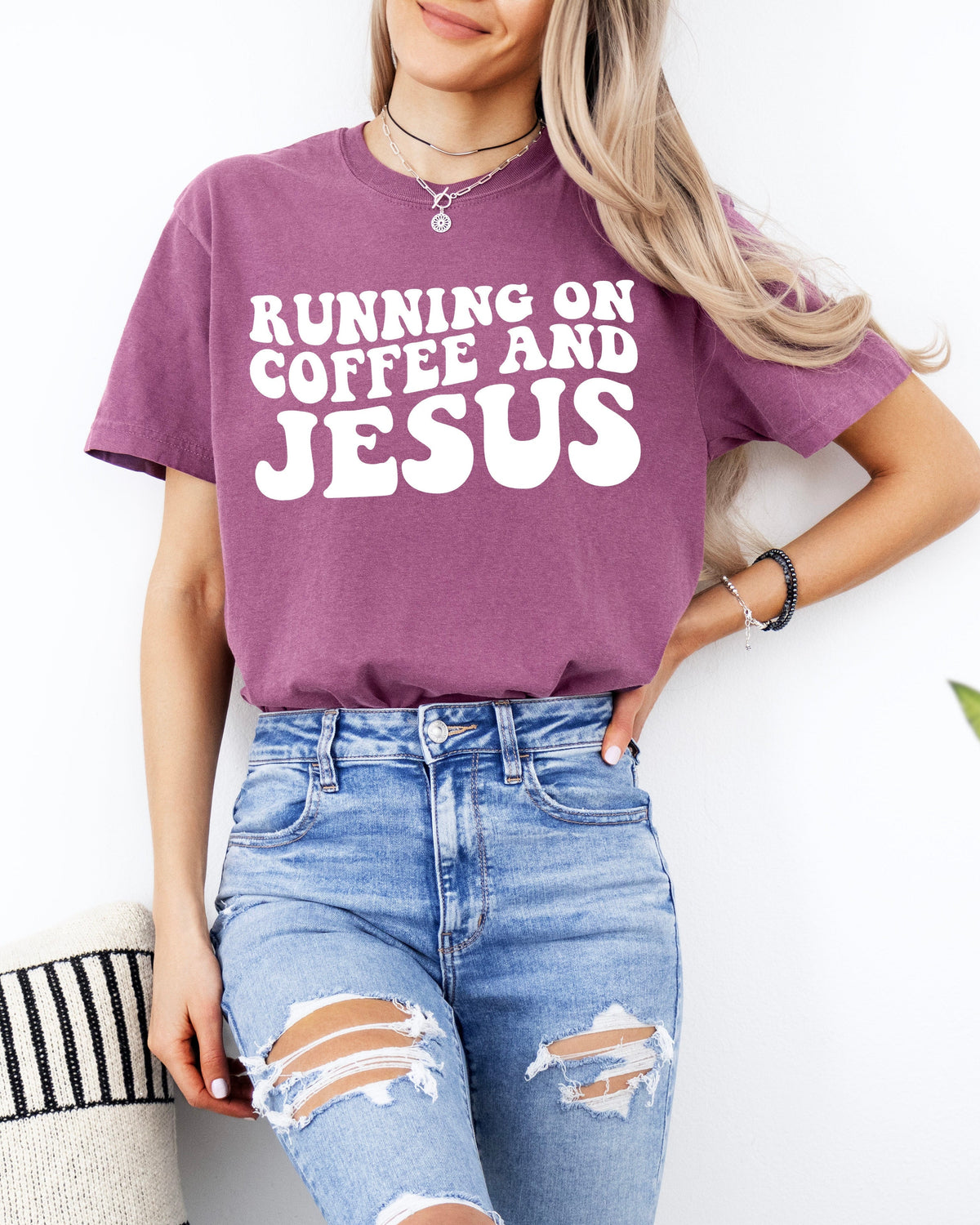 Running on Coffee and Jesus Comfort Colors Christian T Shirt