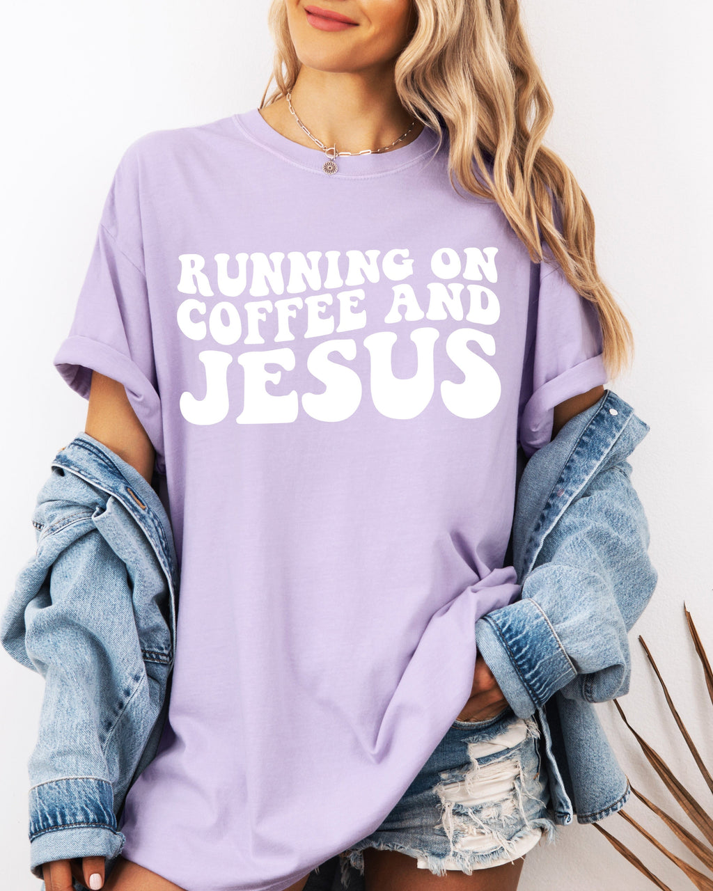 Running on Coffee and Jesus Comfort Colors Christian T Shirt