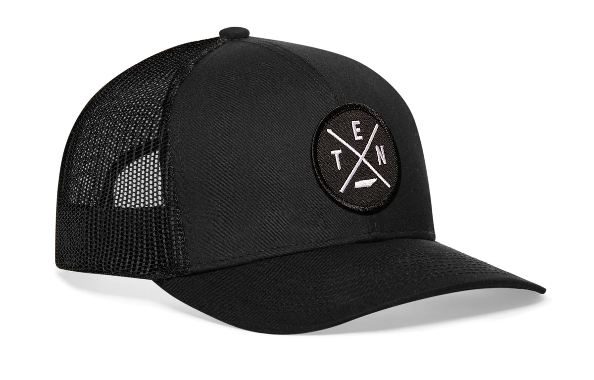 Tennessee Trucker Hat  |  Black TEN X Snapback