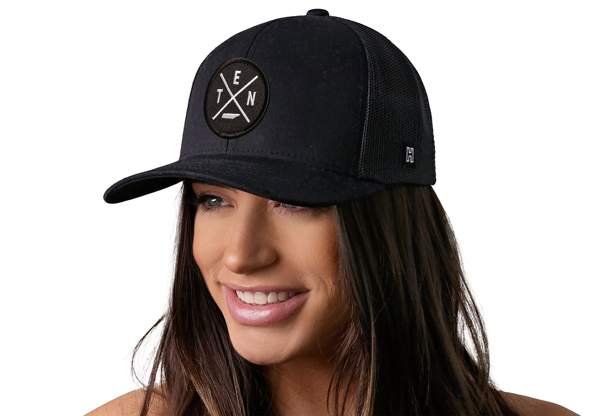 Tennessee Trucker Hat  |  Black TEN X Snapback