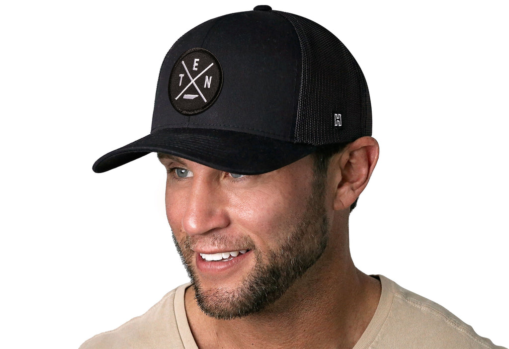 Tennessee Trucker Hat  |  Black TEN X Snapback