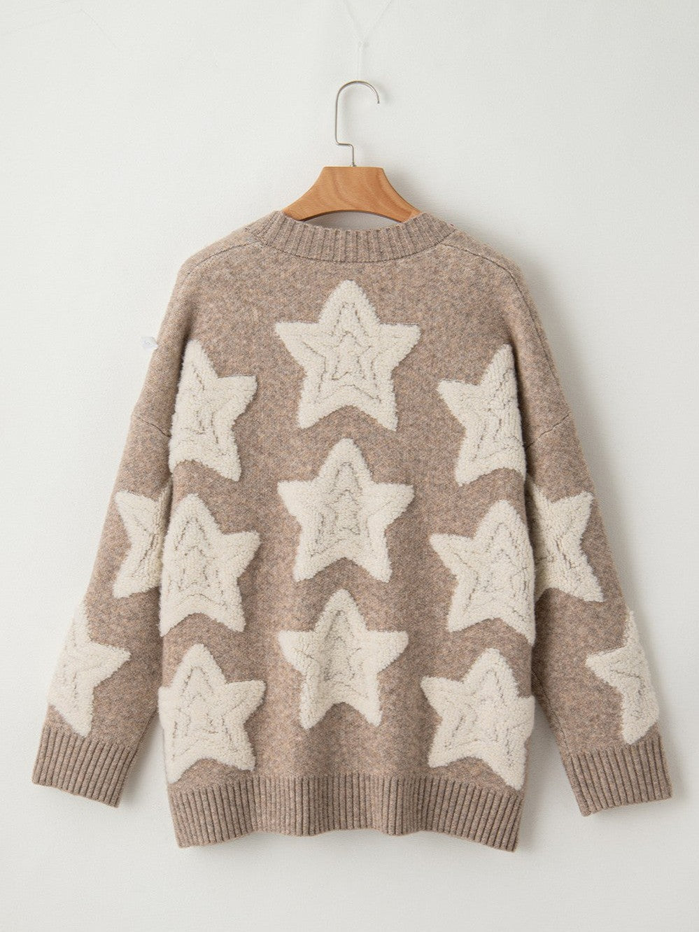 Women Star Button Up Long Sleeve Cardigan