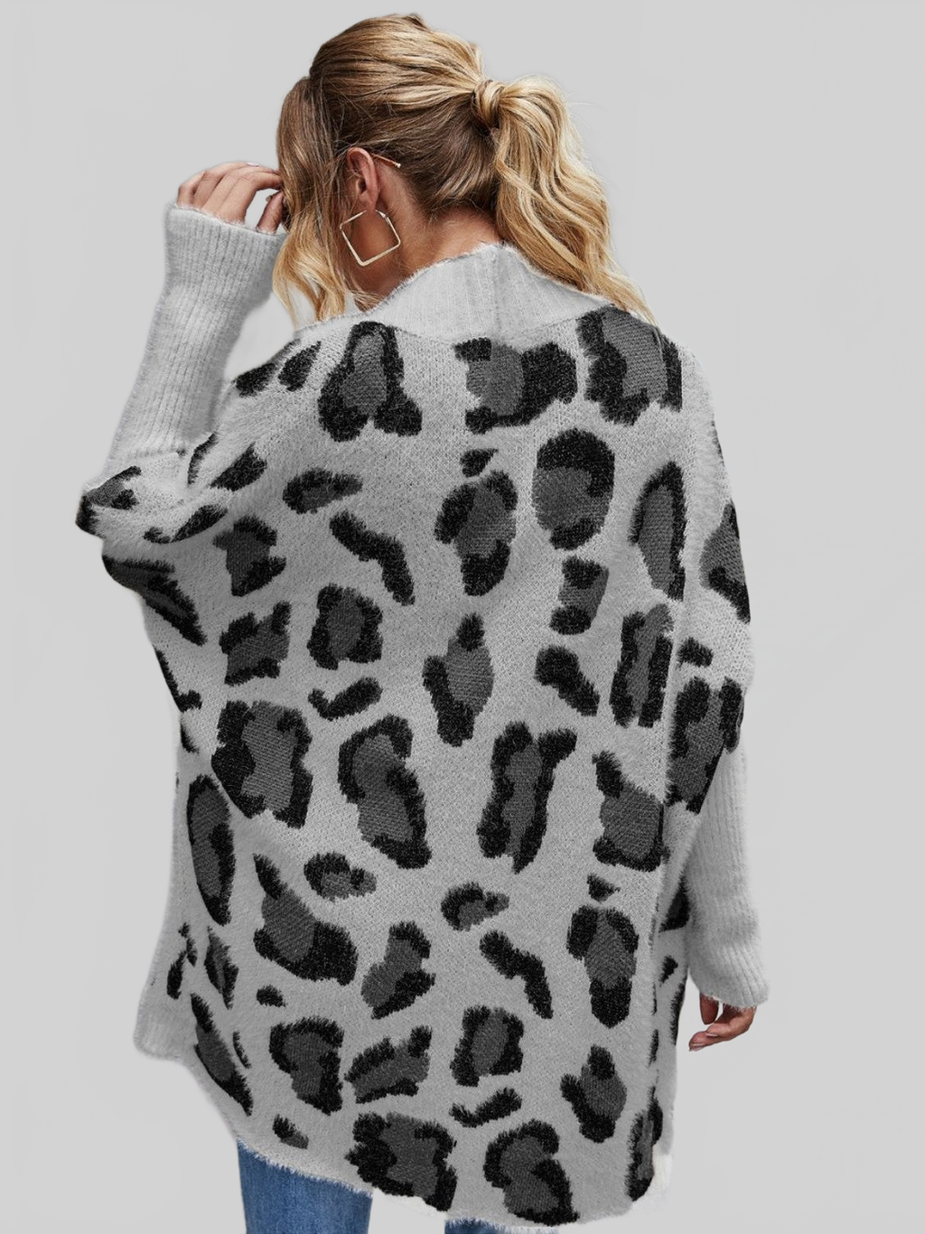Women Leopard Pattern Fuzzy Cardigan