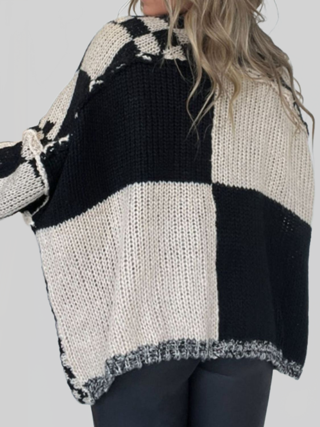 Women Plaid Open Front Long Sleeve Cardigan Sweater