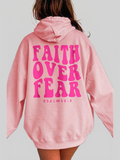Women Faith Over Fear Dropped Shoulder Hoodie
