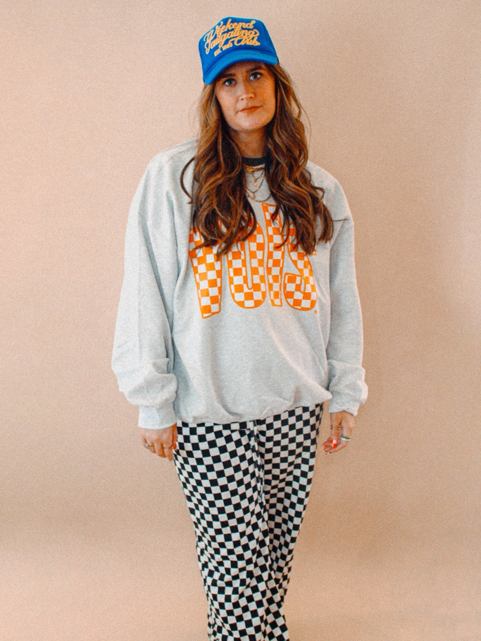 Underground Original Design: Tennessee VOLS, Checkerboard Boxy Cotton Sweatshirt