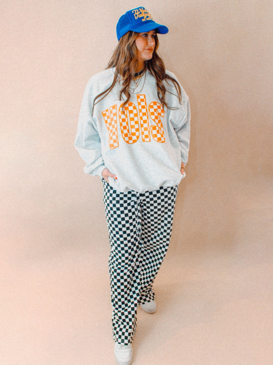 Underground Original Design: Tennessee VOLS, Checkerboard Boxy Cotton Sweatshirt